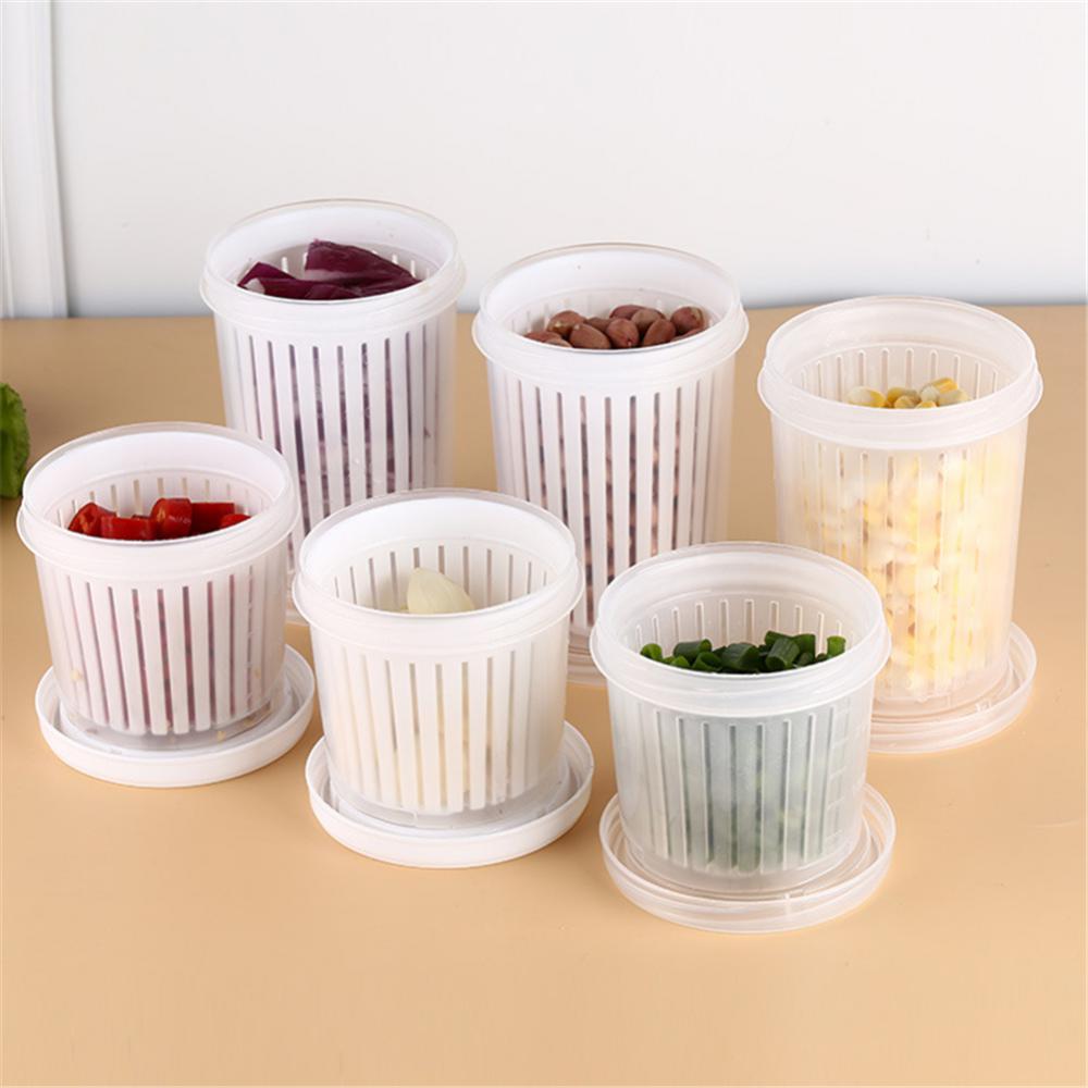 Drain Fresh Box Kitchen Refrigerator Fresh-Keeping Box Fruit Vegetable Drain Crisper Transparent Storage Containers With Lid