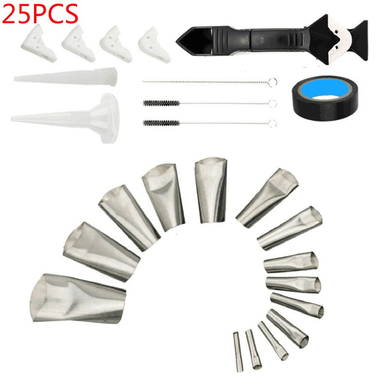 Ensemble d'outils pour le calfeutrage 3 en 1 finition d'étanchéité Silicone, outil fait main grattoir à coulis ensemble de raclette: G-25PCS