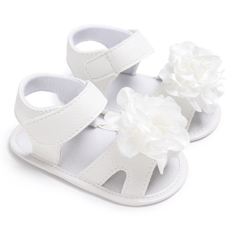 Baby pige sandaler baby sko nyfødte bomuld blomst børn sandaler sommer baby pige sko: Hvid / 0-6 måneder
