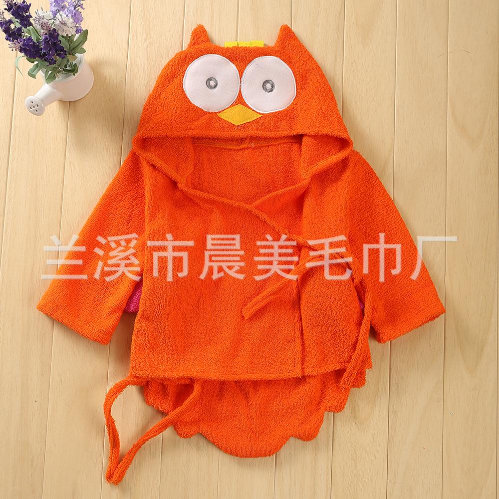 Spring Autumn Children Bathrobe Baby Cotton Cartoon Unisex Small Pajamas Animal Robes 1pcs Baby Hooded Blankets 0 To 12month: 6