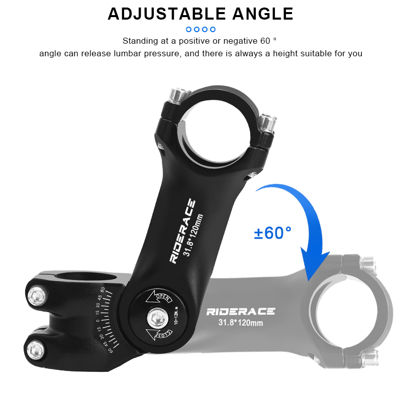 RIDERACE-vástago de bicicleta de montaña y carretera, mesa de bicicleta de montaña, varilla de 85/100/120mm, vástago de horquilla delantera ajustable para manillar de 31,8mm, piezas eléctricas
