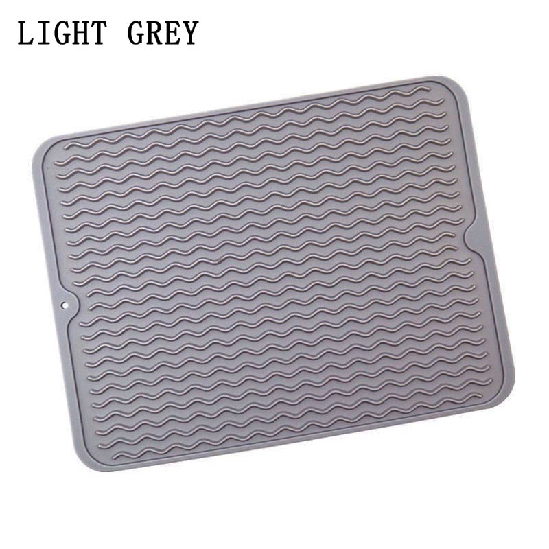 Large Multifuctional Silicone Drying Mats Heat Insulation Pot Holder Protector Dish Cups Draining Pad Table Rug Placemat Tray: 40x30cm Grey