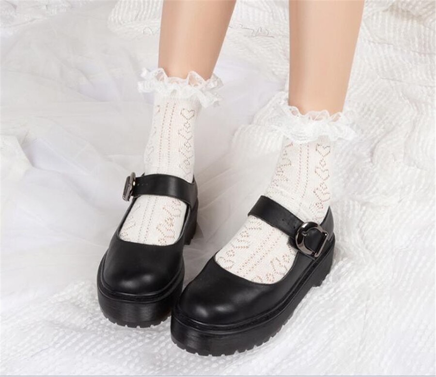 Femmes filles dentelle à volants froufrous cheville chaussettes Harajuku mignon coeur Vintage rétro fleur dame princesse chaussettes D346