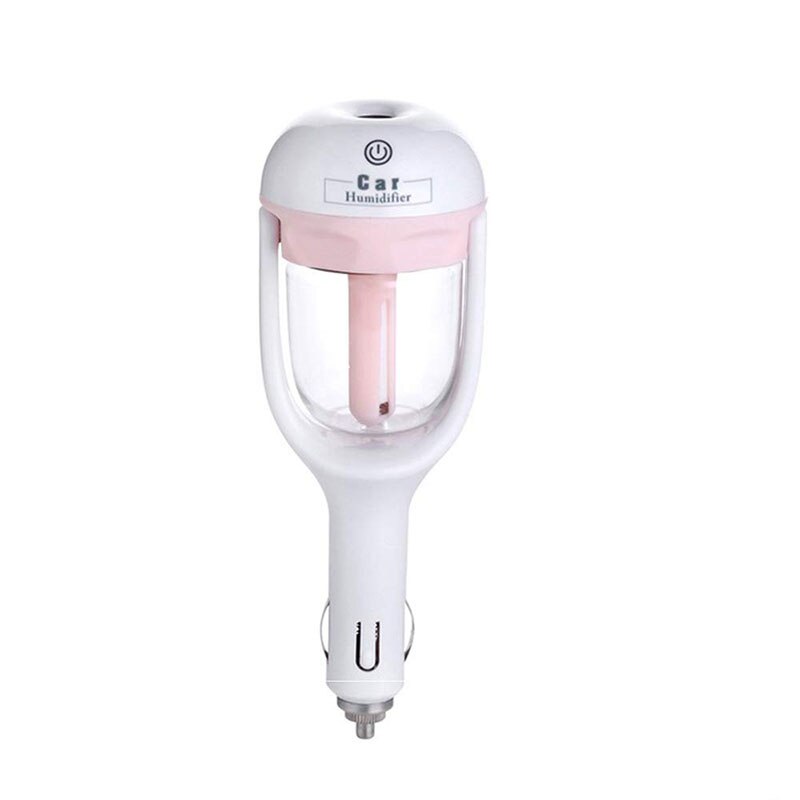 Dc 12v bil ångluftfuktare aromdiffusor mini luftrenare aromaterapi eterisk olja spridare dimtillverkare spruta: Rosa