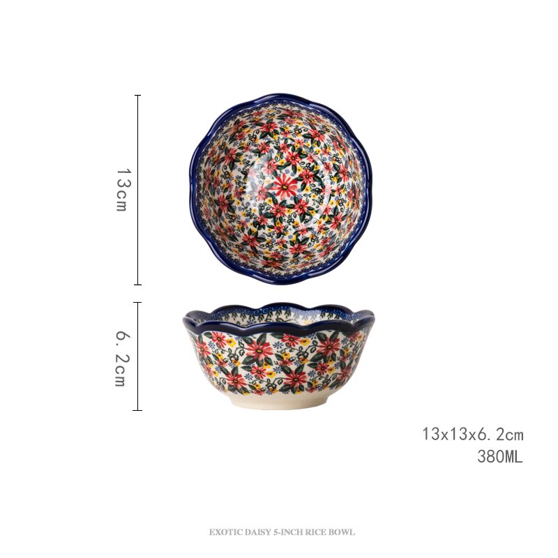 Vajilla de cerámica de Polonia para ensalada, juego de platos de tazón para platillo, plato de pescado de 13 pulgadas, tazón de fideos Binaural, olla de sopa de 2L: 5inch rice bowl