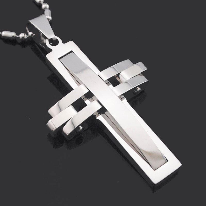 ATGO Black Cross Jewelry Charm chain Women's/Men's Stainless steel Necklaces For Boys And Girls Lover