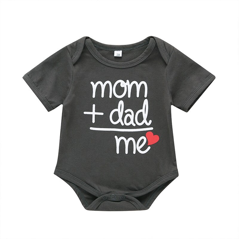 0-18M Summer Toddler Baby Boy Girl Romper Print Letter Dad +Mom Outfit Costume Romper Cotton Clothing