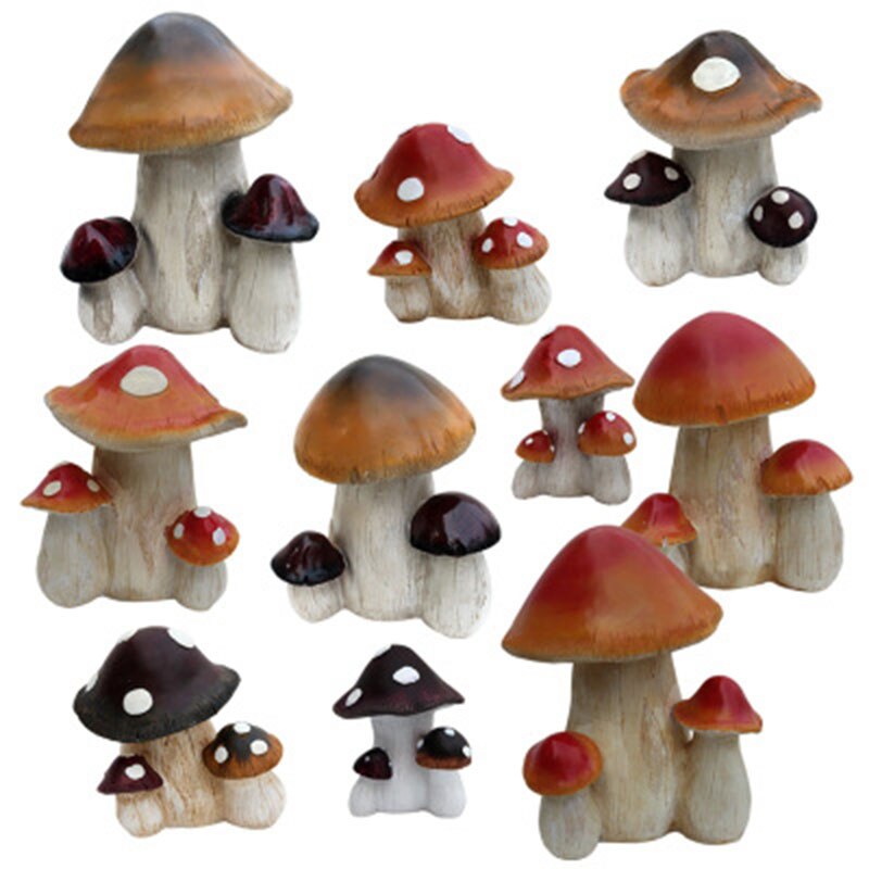 Cartoon Kreative Pilz Garten Ornament Outdoor Statuen Harz Figuren Handwerk Haus landschafts Garten Hof Rasen Dekoration 1 PC