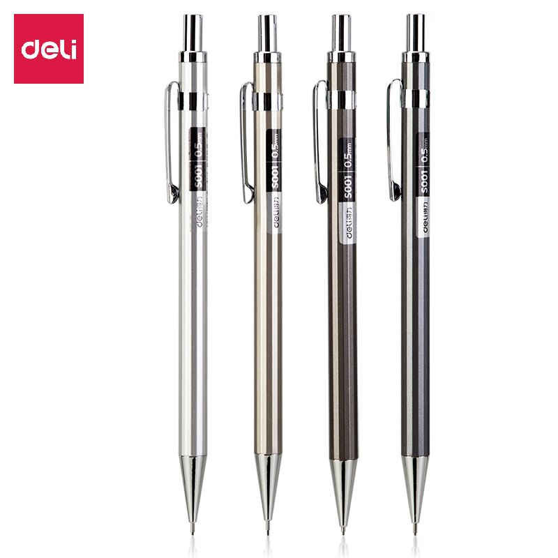 Deli metal mechanical pencil 0.5/0.7mm student activity pencil with rubber pen core painting writing pencil children's stationer