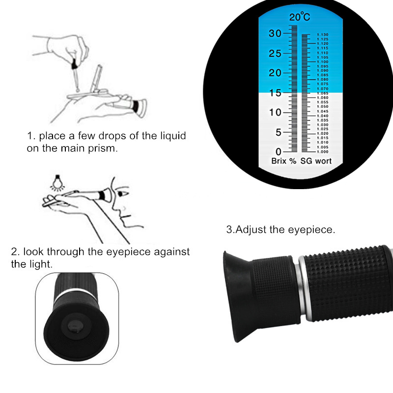 Anpro brix refraktometer for refraktometer for ølurt, dobbel skala - spesifikk tyngdekraft 1.000-1.300 og brix 0-32% 40% off