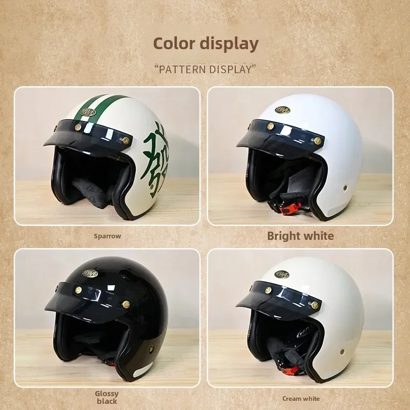 Retro Half Open Motorcycle Helmet Jet Motocross Accessories Casco Moto Helmet 3/4 Open Face Vintage Helmet Four Seasons Capacete