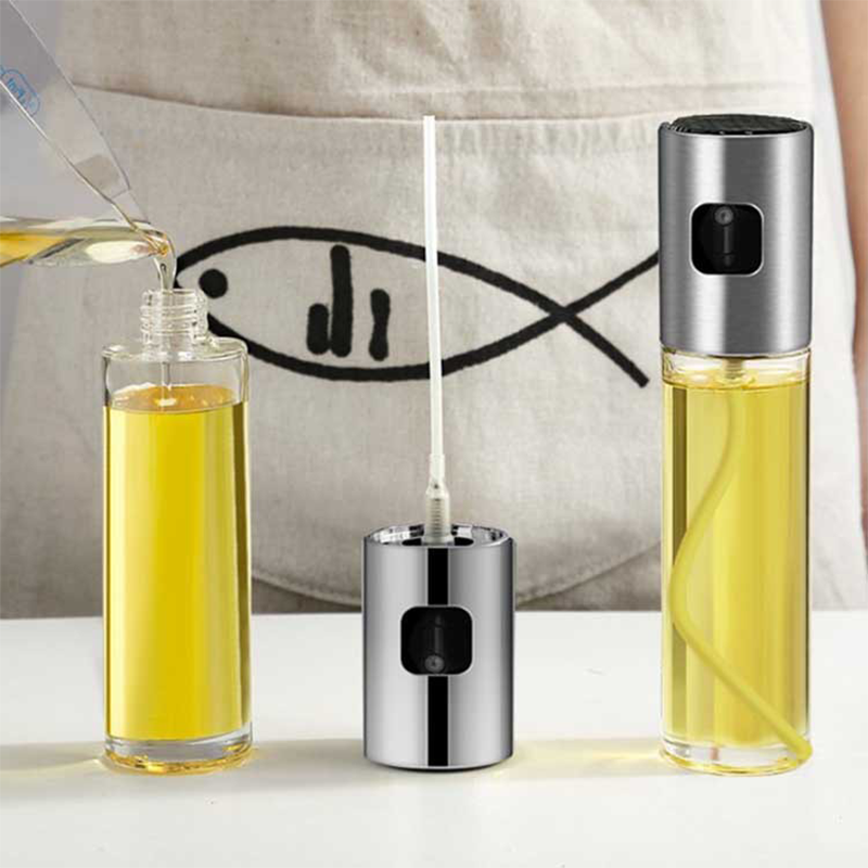 Stainless Steel Olive Oil Spray Bottle Kitchen Gadgets Portable Oil Pot Sprayer BBQ Cookware Tools Household Accessories Sets
