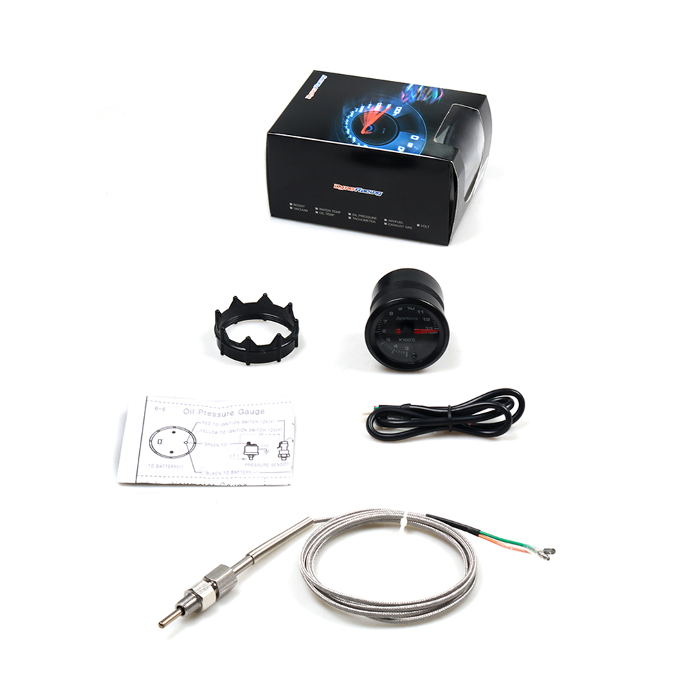 Dynoracing Car Meter Exhaust Gas Temp Gauge 2" 52mm 7 Colors LED 300-1300 Celsius EGT Gauge High Speed Motor EXT Gauge