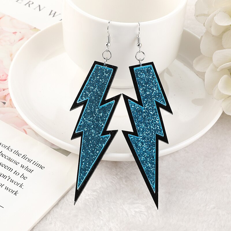 1 paar Blitz Reize Kreative Acryl Bunte Frau Baumeln Ohrringe Tropfen Ohrringe Für Mädchen Geburtstag: See Blau