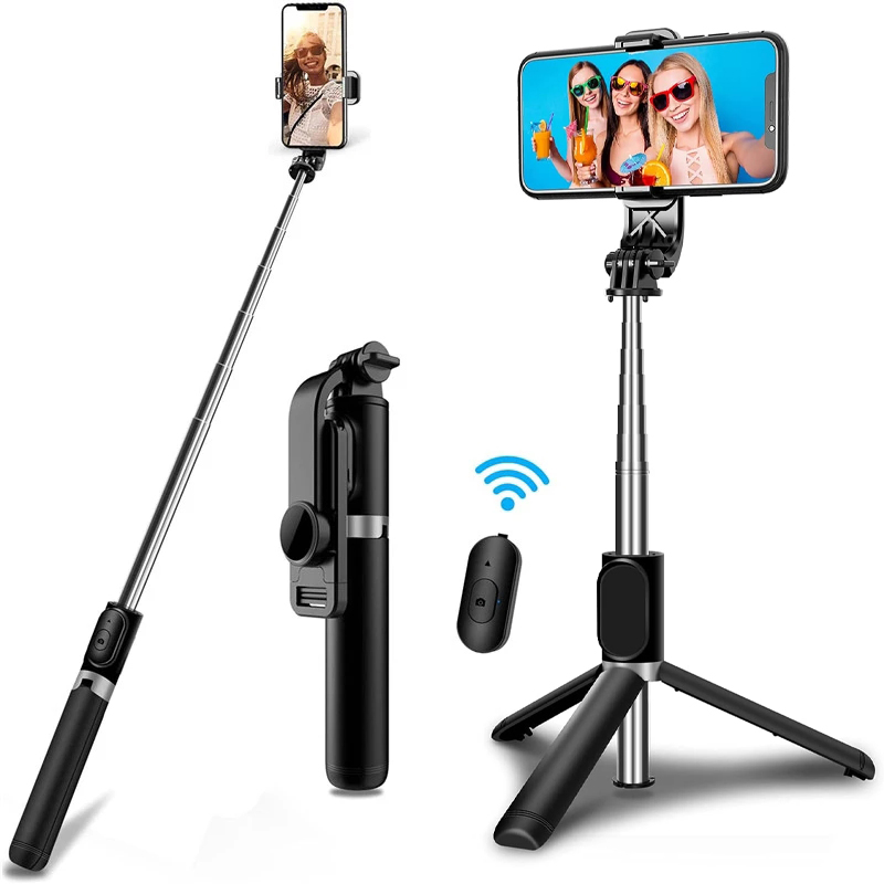 Q02S Draadloze Bluetooth Selfie Stick met Mini Statief Opvouwbare Selfie Staaf met Afstandsbediening voor Telefoon Actie Camera voor Iphone
