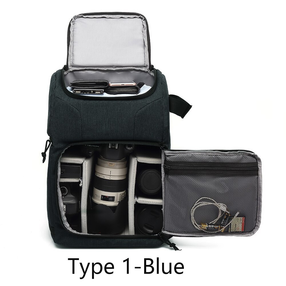 Sac Photo étanche sac Photo photographie sac à dos pour Polaroid Canon Nikon Sony DSLR Shoot appareils Photo Portable poche de voyage sacs: Type 1-Blue