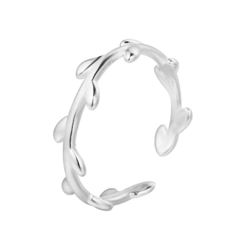 Eenvoudige esthetische boomtakken 925 sterling zilveren sieraden blad populair niet allergisch openingsringen  sr45