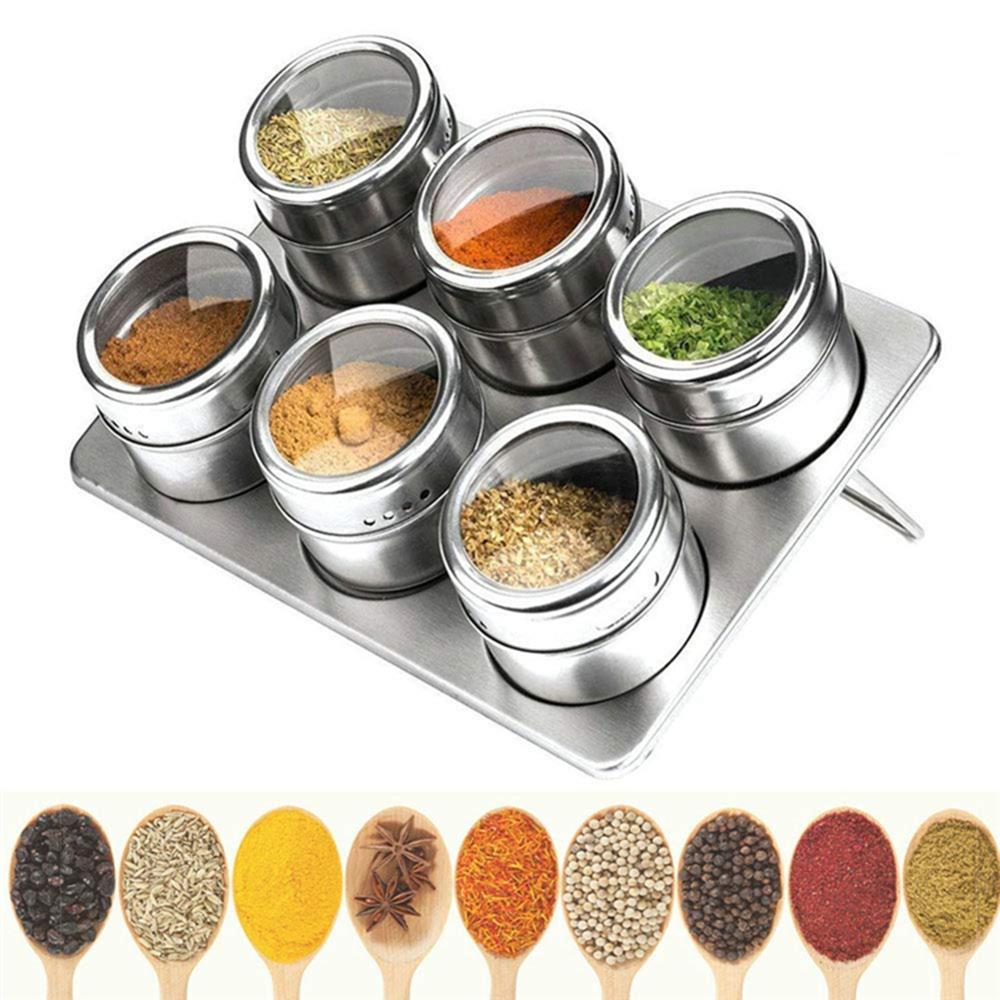 Magnetische Kruidkruik Set Met Stickers Rvs Spice Blikken Spice Opslag Container Peper Kruiden Sprays Gereedschap Kruidkruik