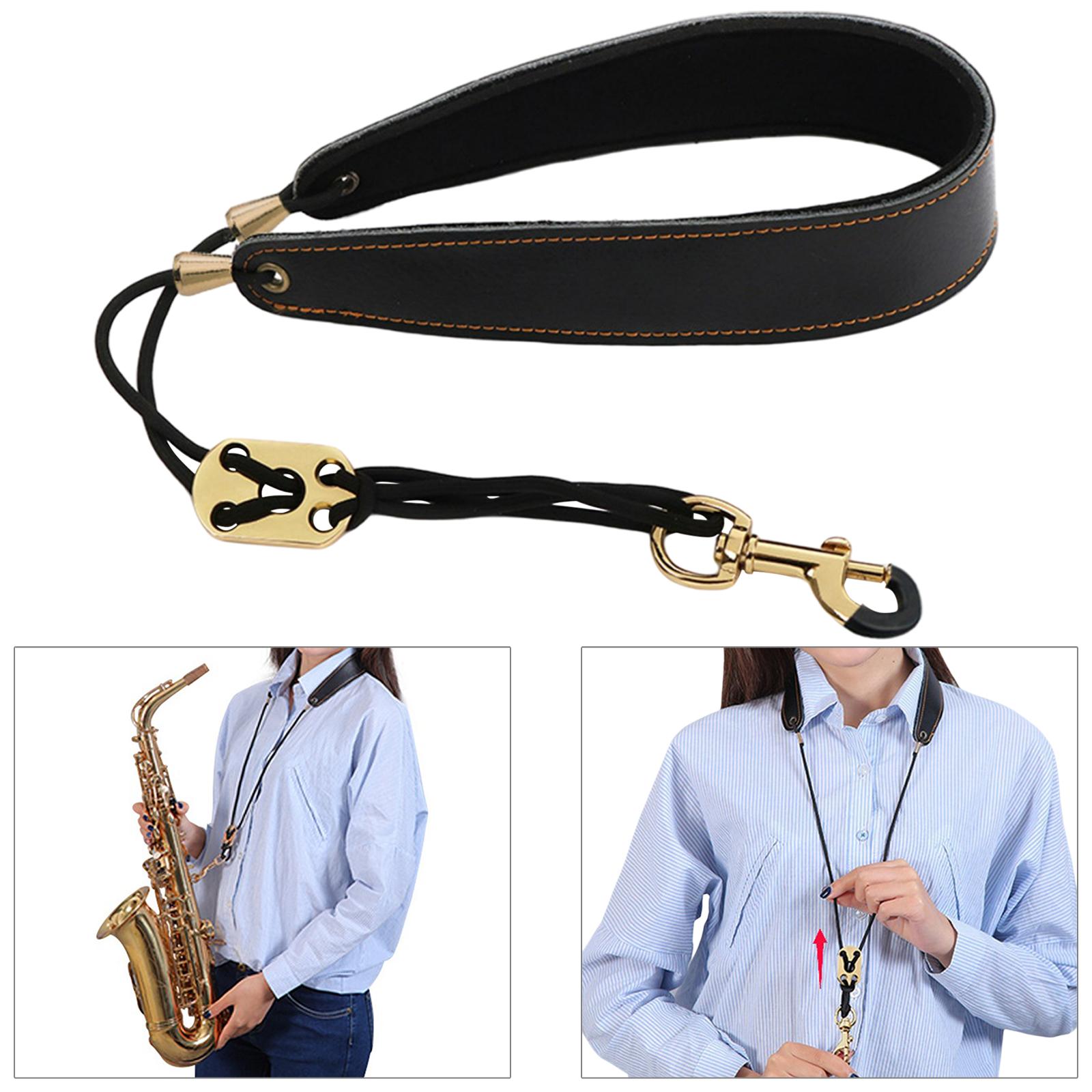 Leather Sax Neck Strap Verstelbare Lengte Metalen Haak Voor Saxofoon Altsaxofoon