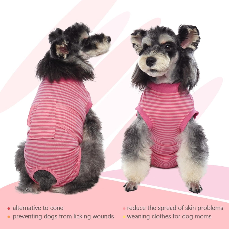 Herstelpak voor honden na operatie, zachte ademende hondenbodysuit E-kraag en kegel Alternatieve chirurgische kleding voor grote honden