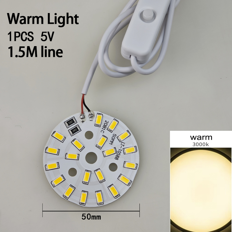Warm Witte Kleur DC 5 V 10 W USB LED Verlichting 5730 Chip Enkele Dimmer Lezen Nacht Bureau Boek tablet Leeslamp Schakelaar Voedingskabel: Goud