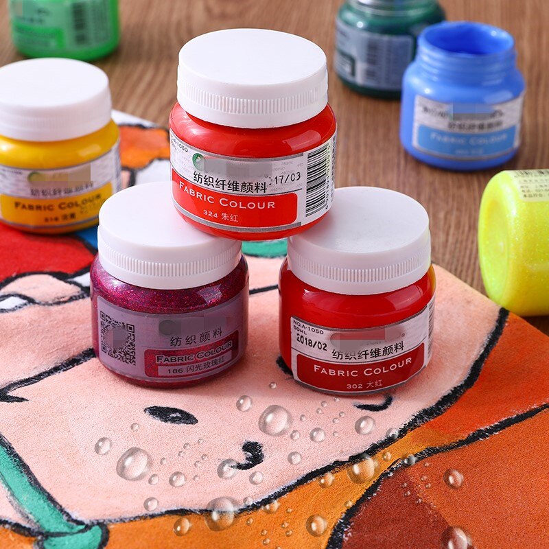 60ml Acrylic Paint Textile Fiber Pigments T-shirt Doodle Diy for Statuary Coloring DIY Hand Clothes Painted Graffiti Pigments