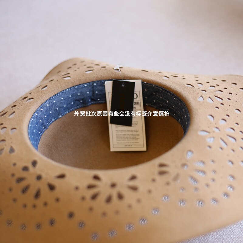 Large Brim Wool Felt Floppy Hats For Women Ladies Sun Beach Caps Female Chapeu PWFE010