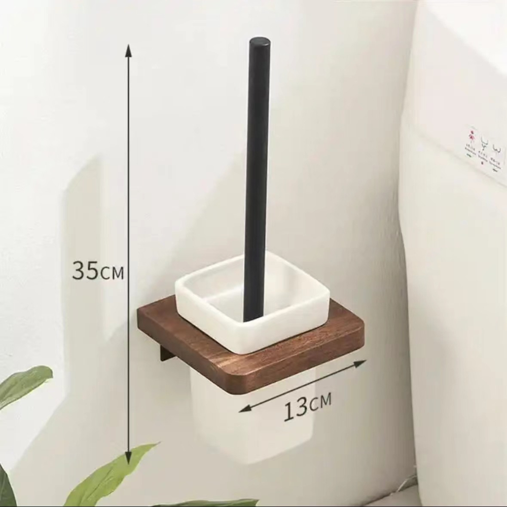 Juego de accesorios de baño de madera de nogal negro, toallero de baño, soporte de papel higiénico, estante de barra de toalla, accesorios de baño: Morado