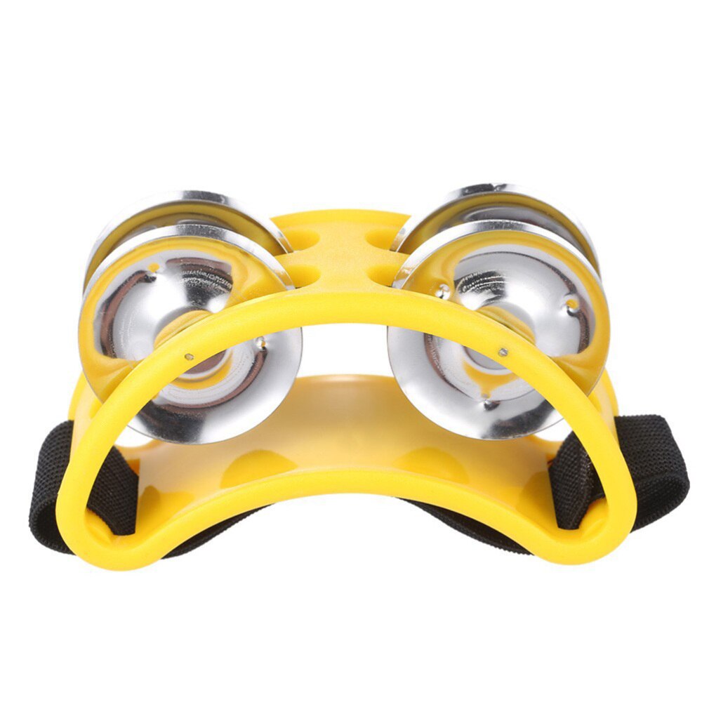 Foot Tambourine Percussion Musical Instrument With Metal Jingle Bells (Black): Yellow