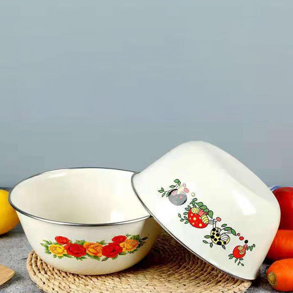 Clear Pattern Enamel Bowl Chinese Style Nostalgic Salad Bowls Exquisite Easy to Clean Kitchen Dinnerware Home Decor