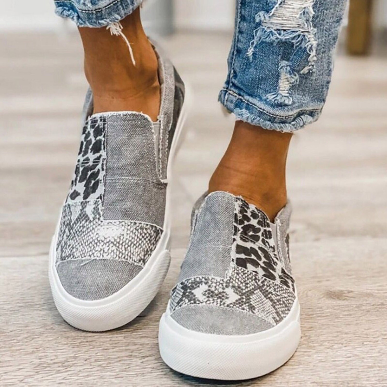Baskets en toile de pour femmes, chaussures d'extérieur plates, grande taille,