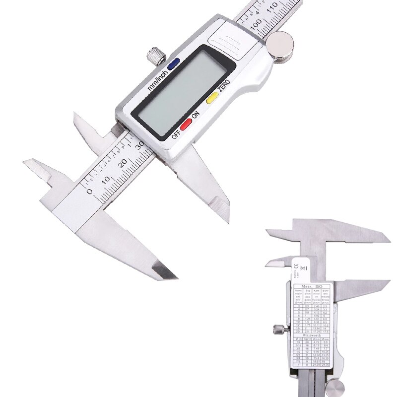 Vernier Digital de acero inoxidable, calibres de micrómetros, 6 ", 150mm, herramienta de medición de paquimetro