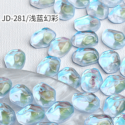 20 piezas brillo Aurora AB ondulación hielo cubo translúcido superficie irregular joya de cristal decoración de uñas diamantes de imitación dijes de manicura: Gris