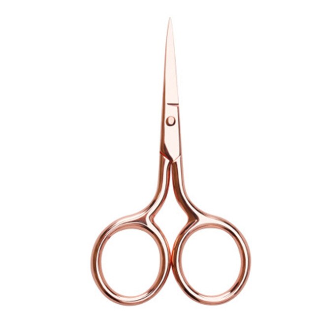 Neus Haar Schaar Kleine Roestvrijstalen Rechte Tip Schaar Facial Trimmen Make-Up Beauty Tool Voor Wenkbrauwen Neus Baard: Gold