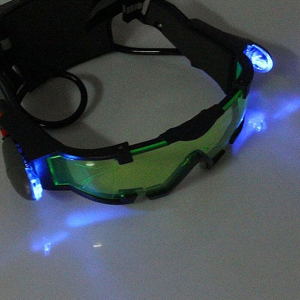 Adjustable Windproof Elastic Band Night Vision Goggles Glass Children Protection Glasses Green Lens Eye Shield with LED
