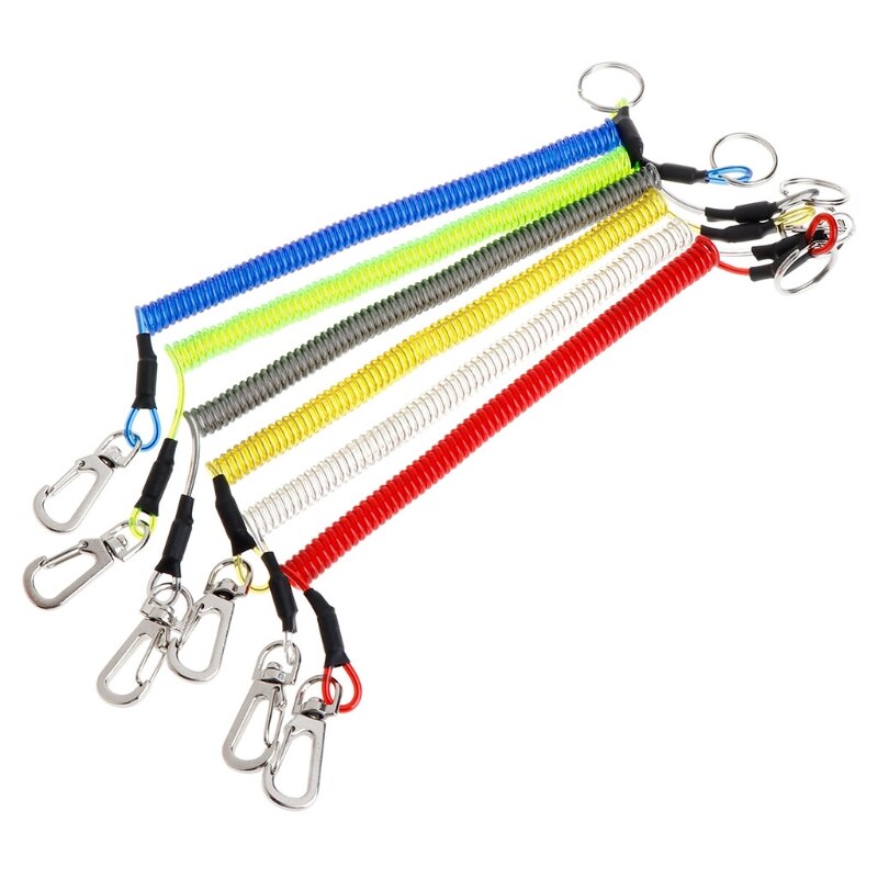 6pcs Fishing Coiled Lanyard Heavy Duty Safety Boating Rope Retractable Wire Fishing Tools Lanyards