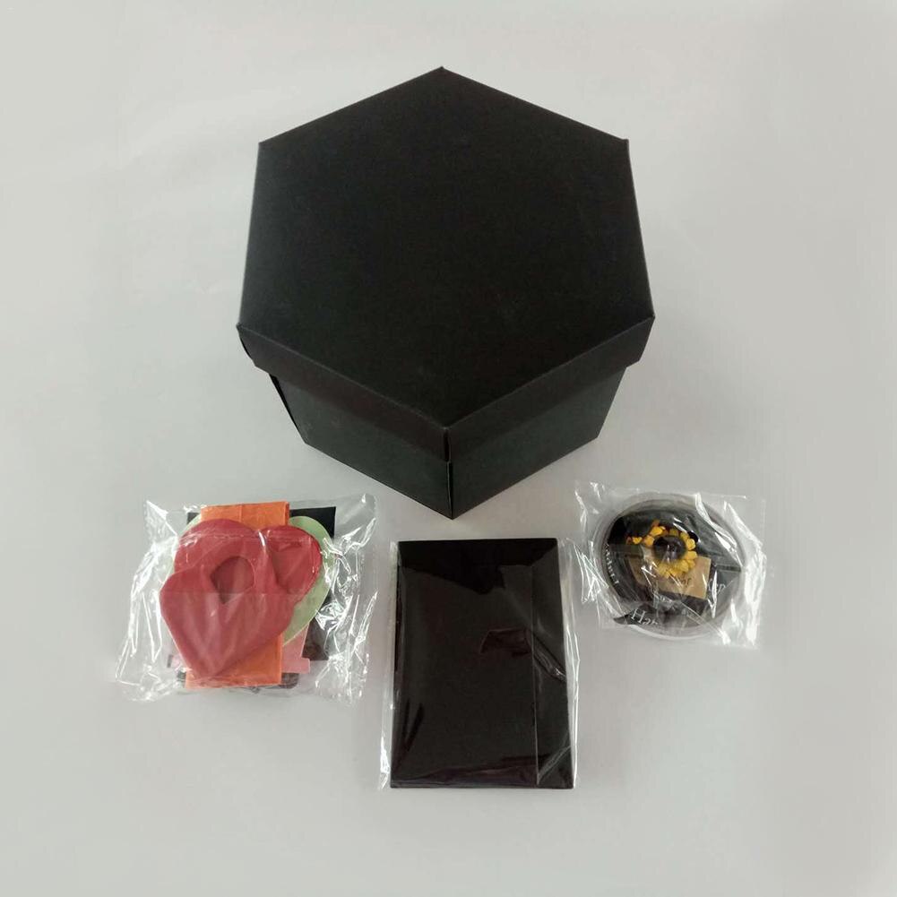 Cajas de almacenamiento de madera hexagonal de 5 capas de 6 lados caja de de explosión caja de innovadora caja de álbum de fotos DIY