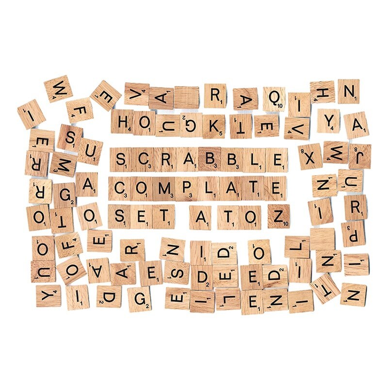 100 Uds baldosas de madera letra de alfabeto Número de palabras de inglés que HG99