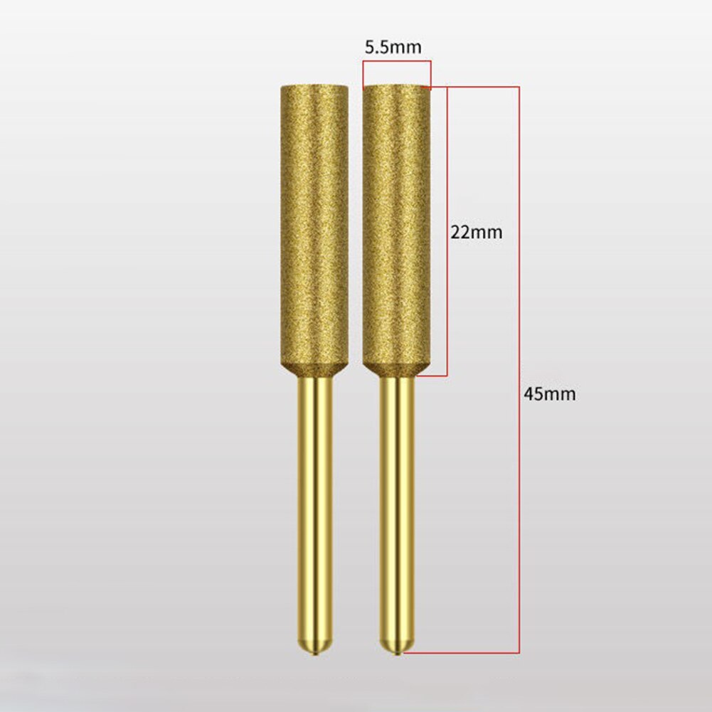 5Pcs Diamond Coated Cylindrical Burr Chainsaw Sharpener Stone File Chainsaw Sharpening Carving Sharpening Grinding Tools: Gold L
