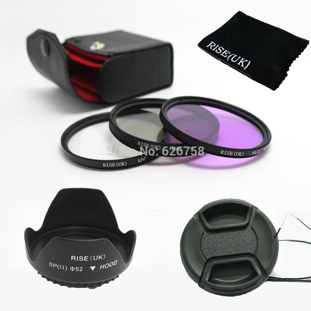 RISE(UK) 52mm UV CPL FLD Polarizing Filter Set Lens Hood For Nikon D600 D3200 D3100 D3000 D7000 D5100 D80 18-55mm DSLR Camera