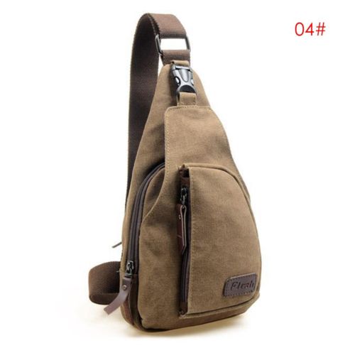 Wangscanis män vintage canvas läder ryggsäck axel sling bröst väska topp
