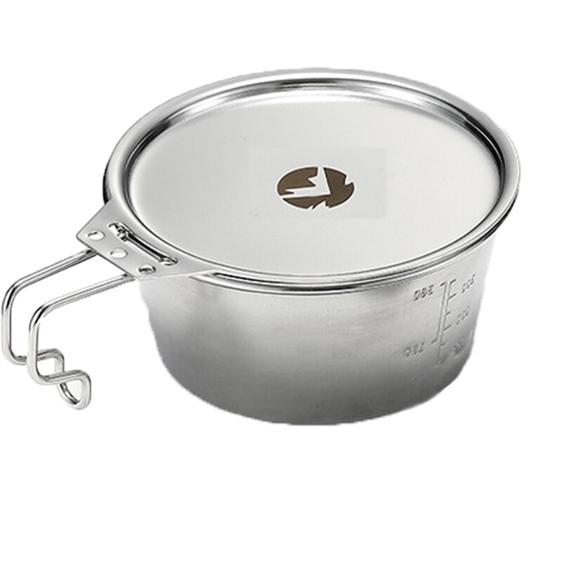 Campingmoon Roestvrij Staal Camping Sierra Cup Lichtgewicht Compacte Camping Pot Wandelen Koffie Mok Kom Cup Outdoor Servies: L Cup with lid