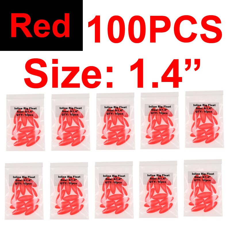 100PCS 1.4 "1.6" Ovale Vissen Rig Float Foam Bobbers Voor Karper Meerval Pompano, Whitings, corvina, Snappers Rigs Maken: 100pcs Red S