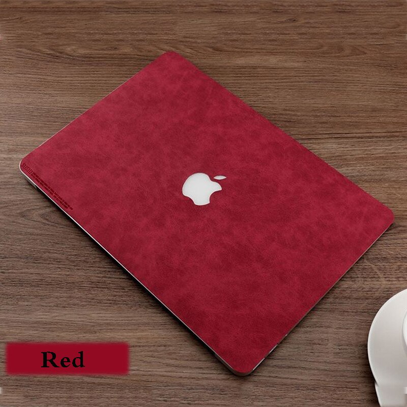 Case Cover Skin For Apple Macbook Pro 13.3 A1706 A1708 A1989 Top+Bottom PU Leather Case Film Protective Film Tablet Skin: Red