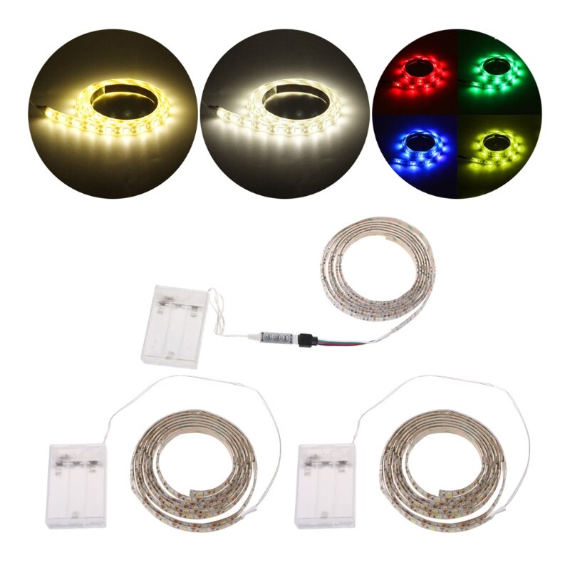 Tira Flexible de luces para televisor, Kit de iluminación trasera de 4,5 V, resistente al agua, 5050 RGB, funciona con batería, 30 LED/m