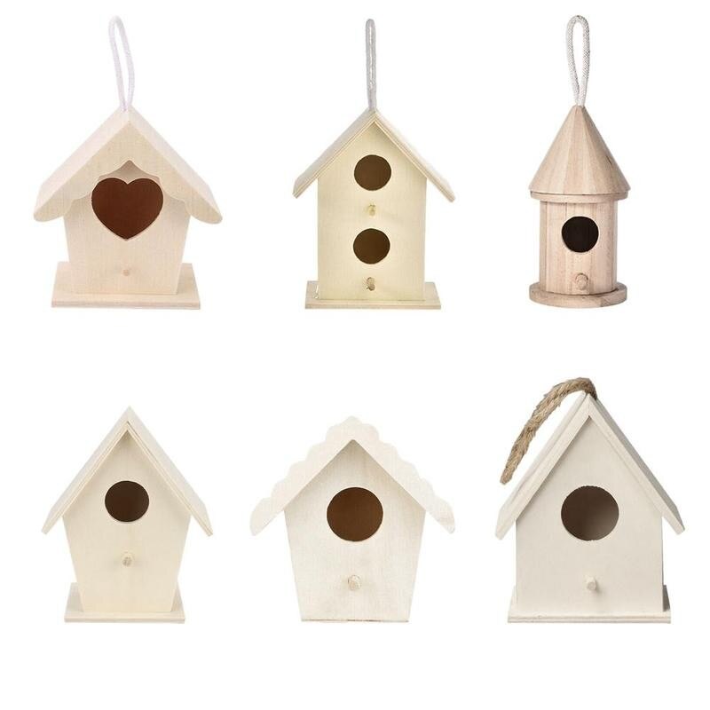 Wood Outdoor Bird Birdhouse Bird Box Handmade Wooden Outdoor Birdhouse Box Yard Hanging Pet Crafts Garden Products M7Q2