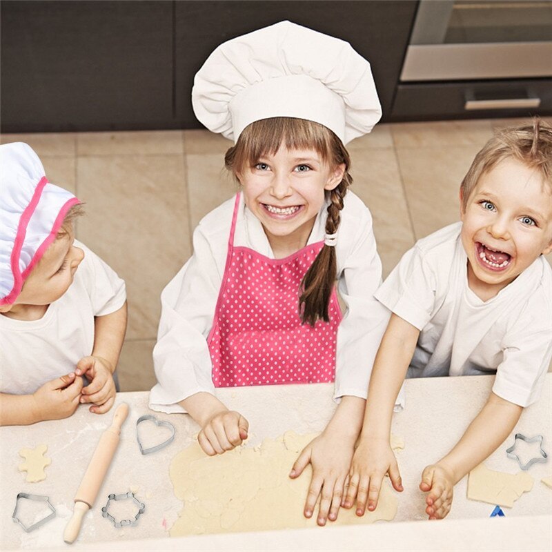 Børn madlavning bagning sæt køkken piger rollespil kostume forklæde bagning koge hat ovn mitt cookie forme bageware sæt