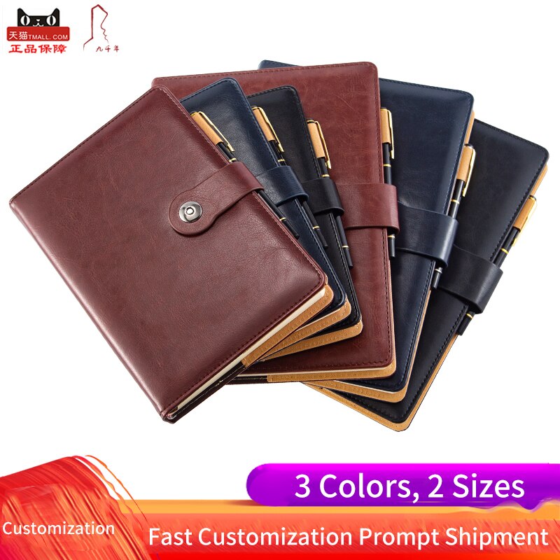 A5 Hardcover Business Brown Ring Binder Journal Magnetic Closure Blue B5 Notebooks Top Grade Lined Leather Planner