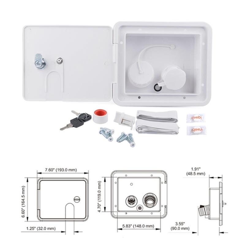 Compuerta de entrada de relleno de agua por gravedad de ventilación de 1/2 pulgadas para casas de caravana, Material ABS estabilizado UV con llaves