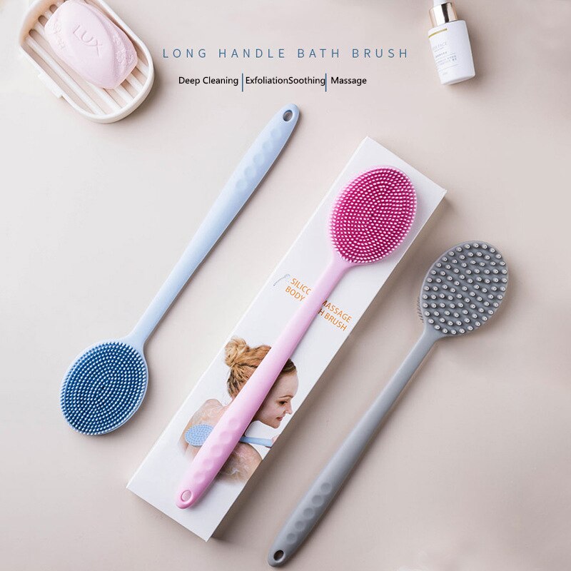 Lange Steel Plastic Bad Borstel Douche Terug Body Brush Massage Skin Cleaning Tools Douche Scrubber Borstels Badkamer Accessoires